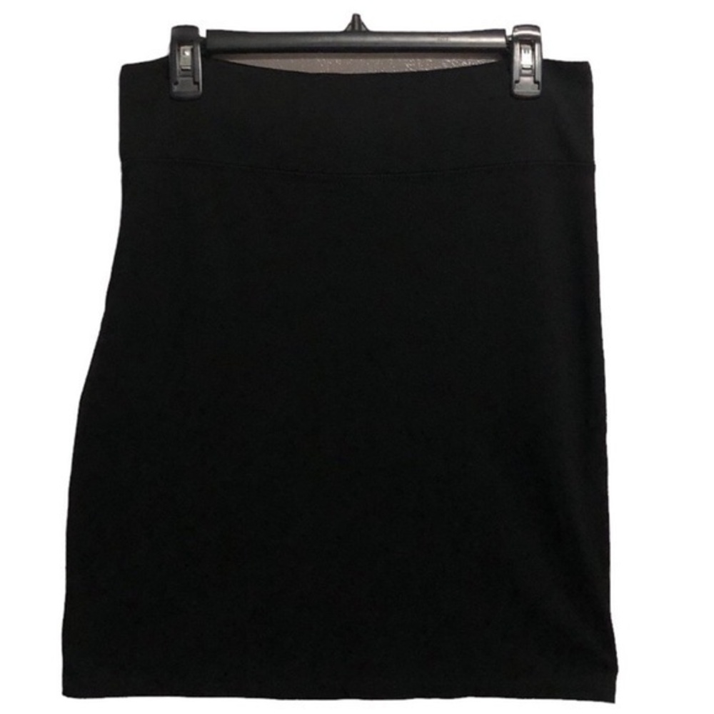 Black Pull On Fitted Pencil Skirt